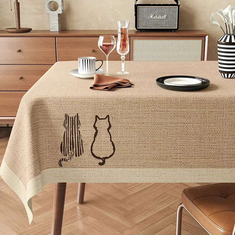 Wabi Sabi Style Tablecloth Waterproof Oil Resistant Non Washable and Heat-resistant Dining Table and Tablecloth Light Luxury Oasis Select 80x120 A