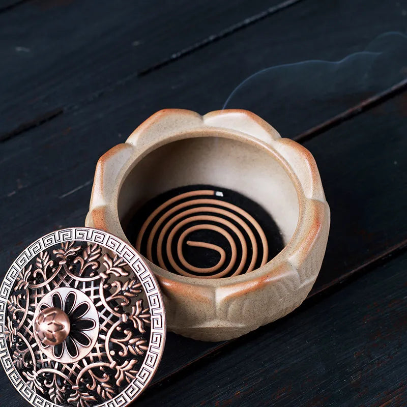 Zen Style Ceramic Lotus Incense Censer Simple Stick Incense Holder for Home Tea Ceremony Indoor Worship Aromatherapy Decoration Oasis Select