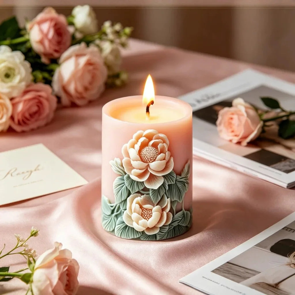 3D Rose Silicone Candle Mold | DIY Floral Aromatherapy Mould