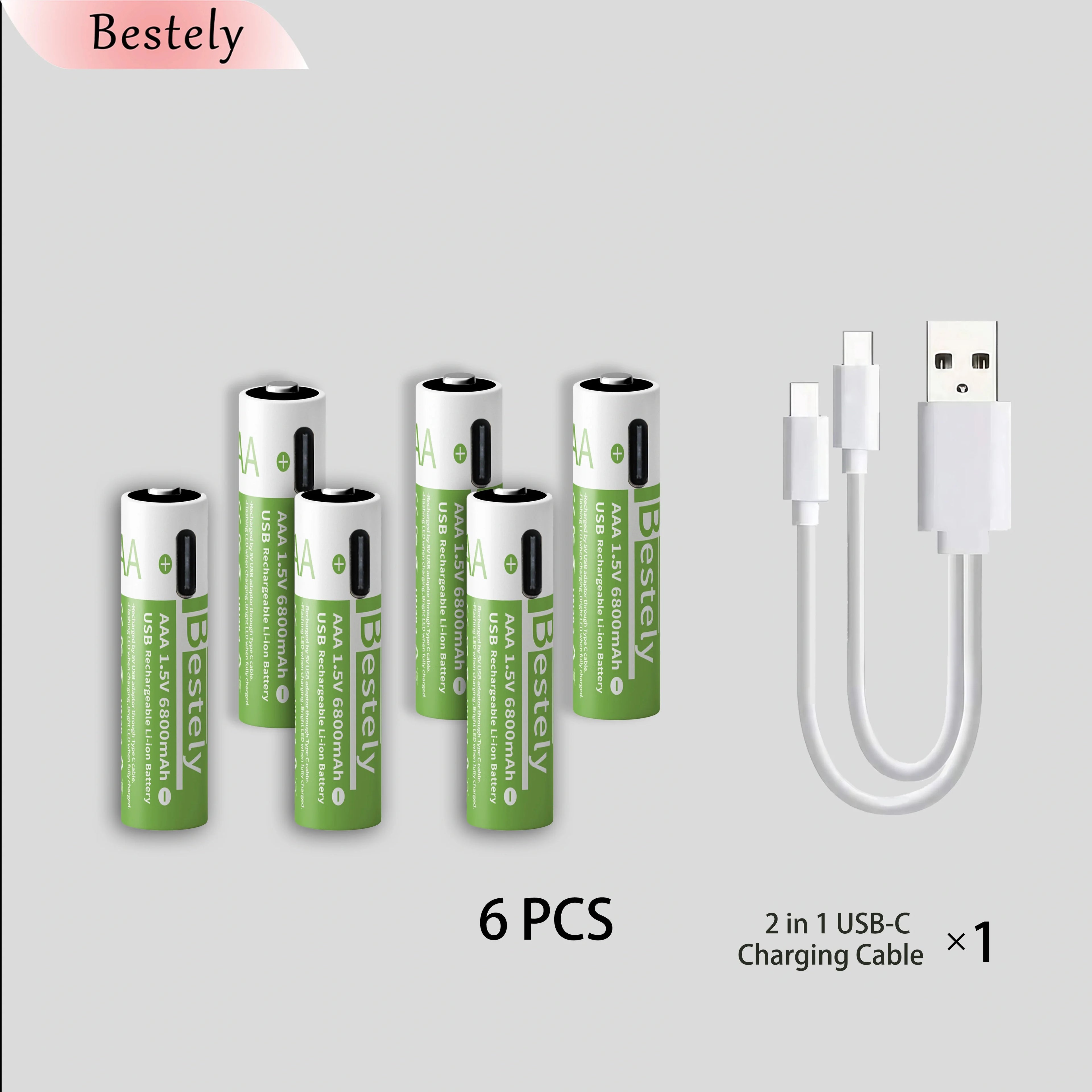 New AA 12000mAh+AAA 6800mAh Rechargeable Batteries Lithium-ion 1.5V AA Rechargeable Batteries 1.5V AAA Battery with USB-C Cables Oasis Select 6PCS Batteries 1.5V China Mainland