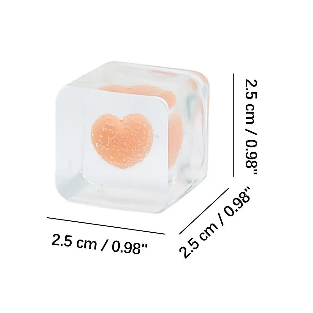 Kawaii Clear Ice Cube Shaped Squishy Toy Love Heart Stress Relief Toys Romantic Valentine Day Gift Squeeze Venting Toys for Kids Oasis Select