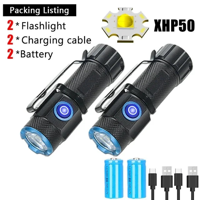 KDULIT XHP50 Mini LED Flashlight 1000LM USB Rechargeable Magnetic