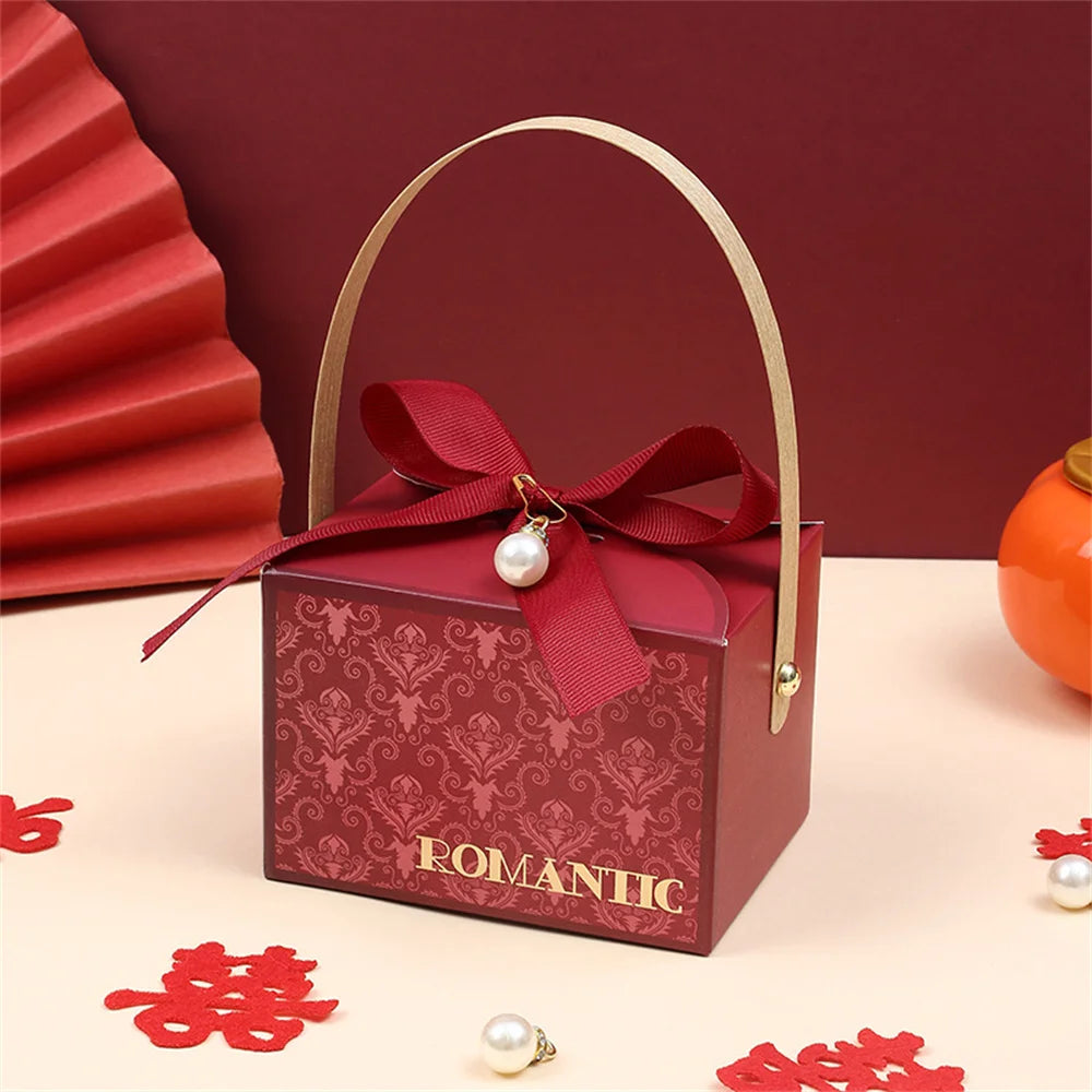 New Candy Box Champagne Gift Bags Birthday Baby Shower Favors Handheld Chocolate Gift Packing Box Decoration for Guests Oasis Select Red 2 Other