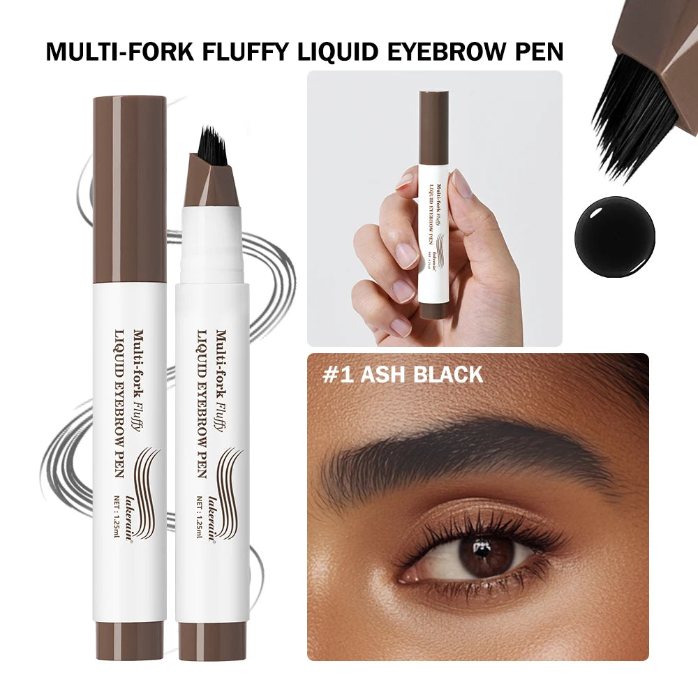 Waterproof Eyebrow Pencil Multi Forks Liquid Tattoo Pen Long Lasting Anti-smudged Natural Look Eyebrow Precise Makeup Oasis Select 1 Ash Black