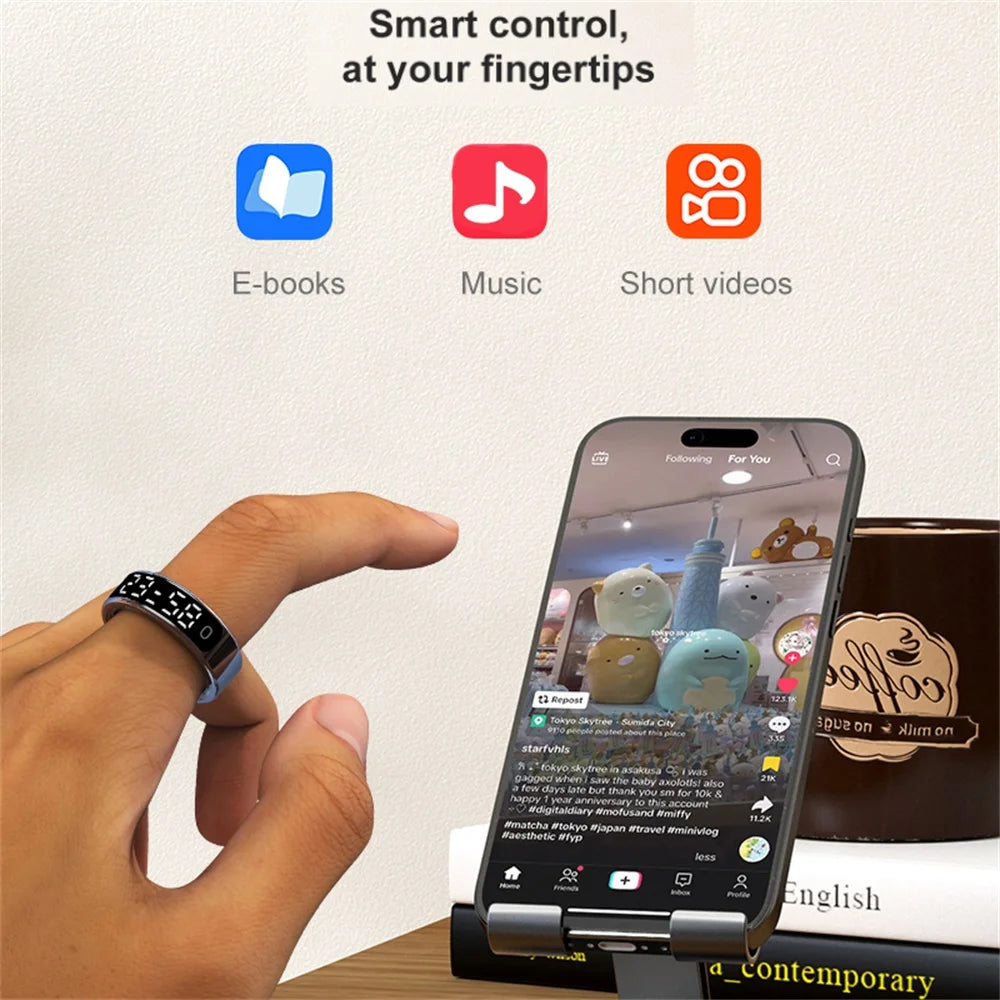 2026 Smart Ring With Display Screen Touch Screen Heart Rate Sleep Gesture Control Remote Photo Capture Sports Blue Tooth Ring Oasis Select