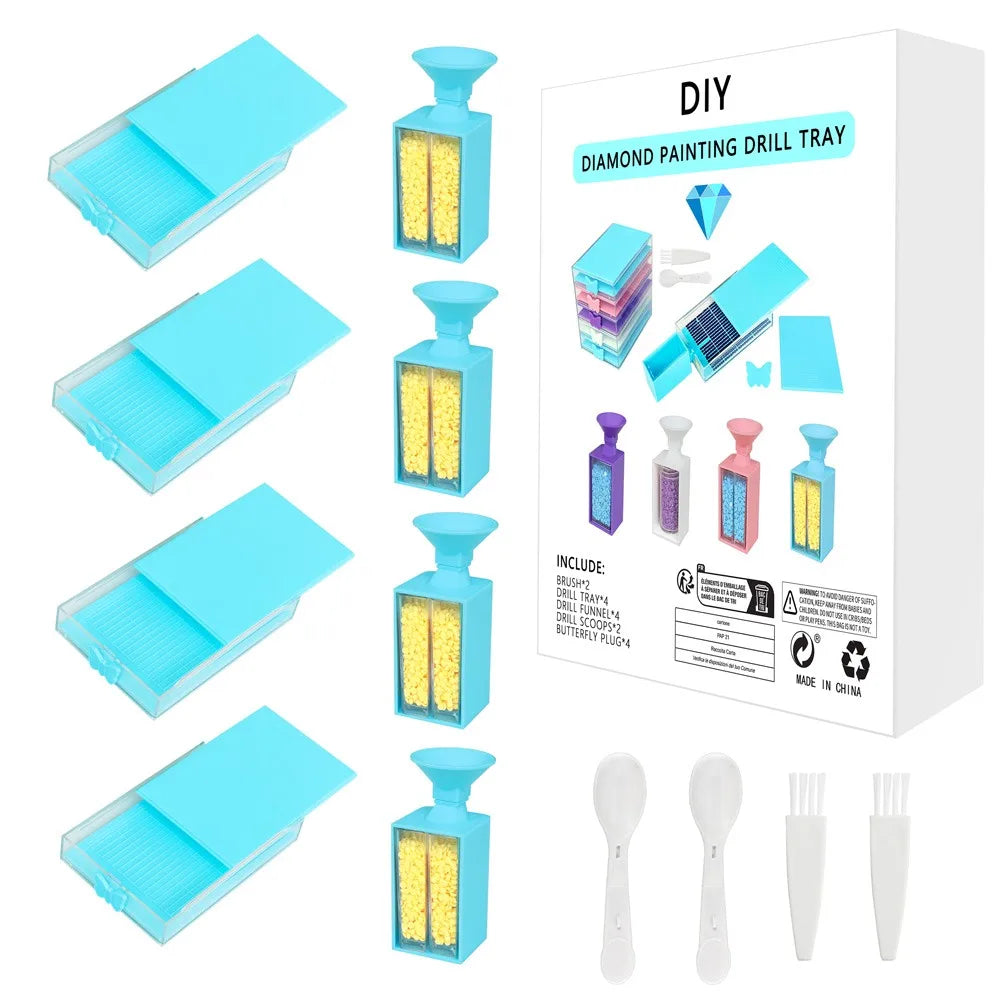 Practical Diamond Painting Drills Funnel New Upgrade Storage Container Box Drill Tray Storage Box 5D Diamond Painting Tool Oasis Select Blue-Funnel B