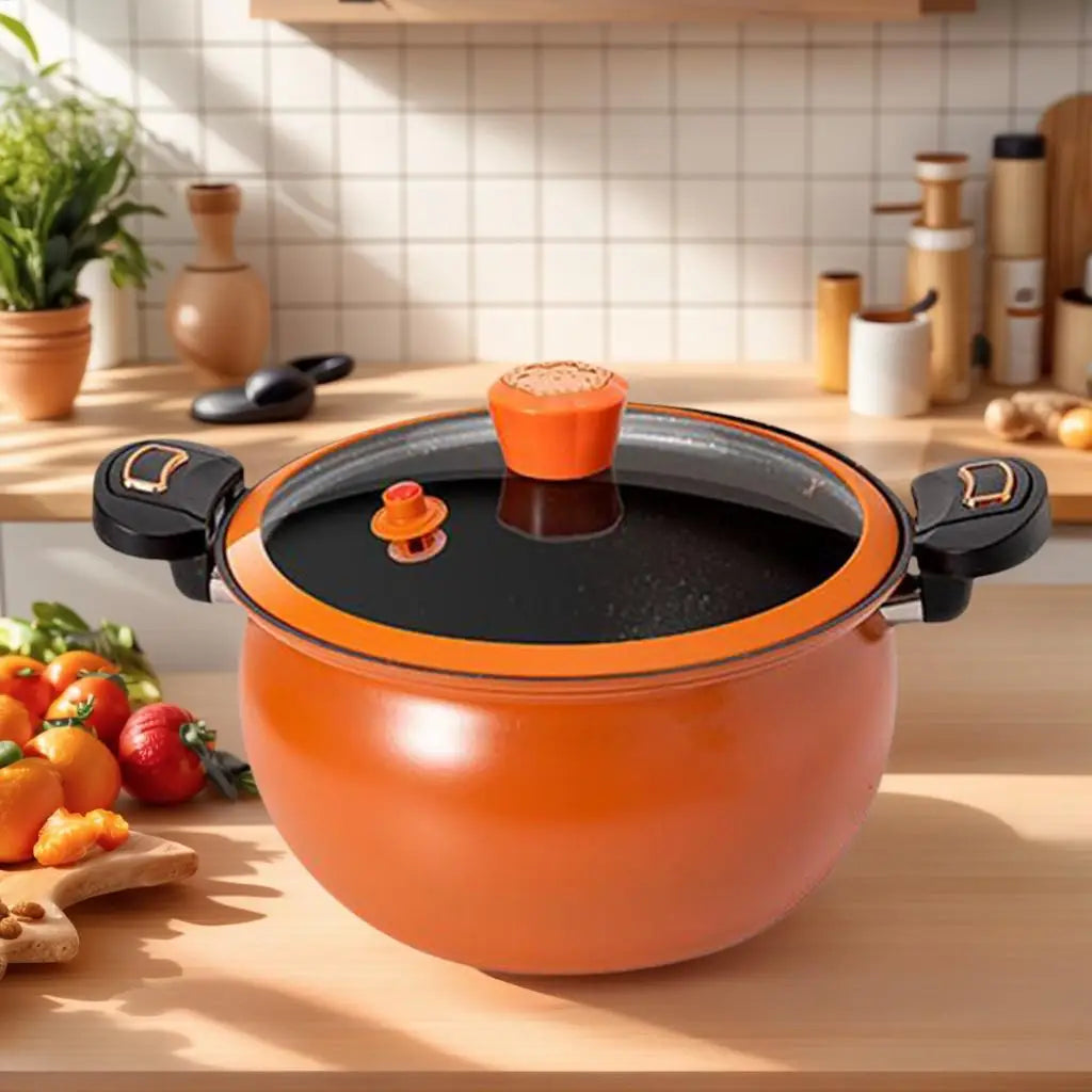 Pressure Cooker Cooking Pot for Stew Fast Heating Non Stick with See Through Lid for Boil Cook Soup Food Home Induction Stoves Oasis Select