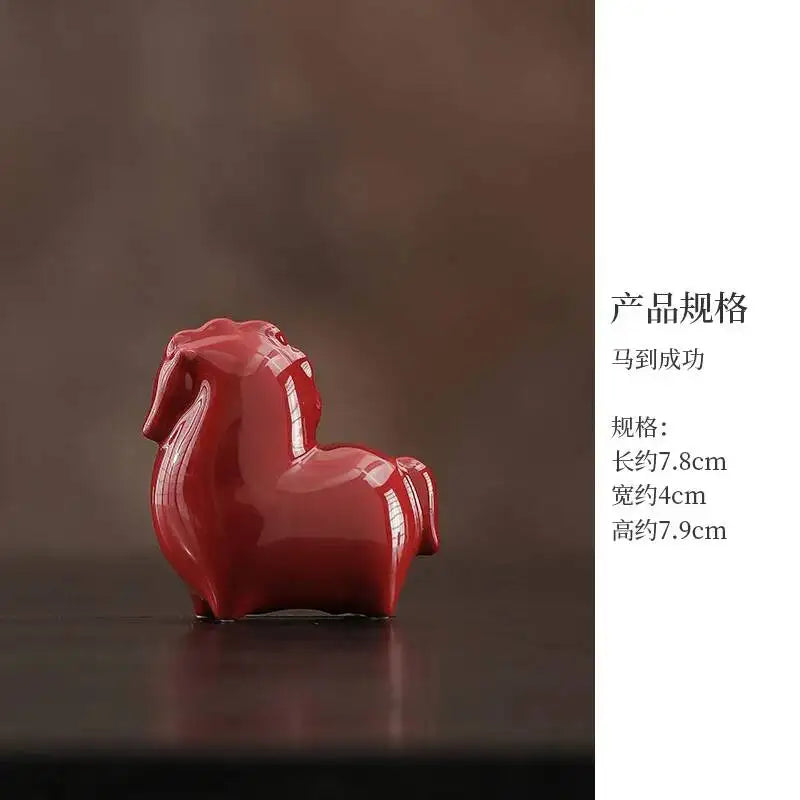 Fortune-Bringing Horse Ornament Ceramic Zodiac Horse Living Room, Study Office Desktop tea pet Oasis Select 3