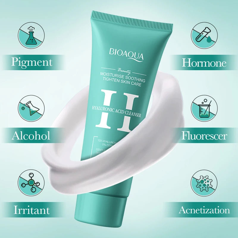 BIOAQUA Hyaluronic Acid Facial Cleanser – Moisturizing Foam Wash Facial Cleanser Oasis Select