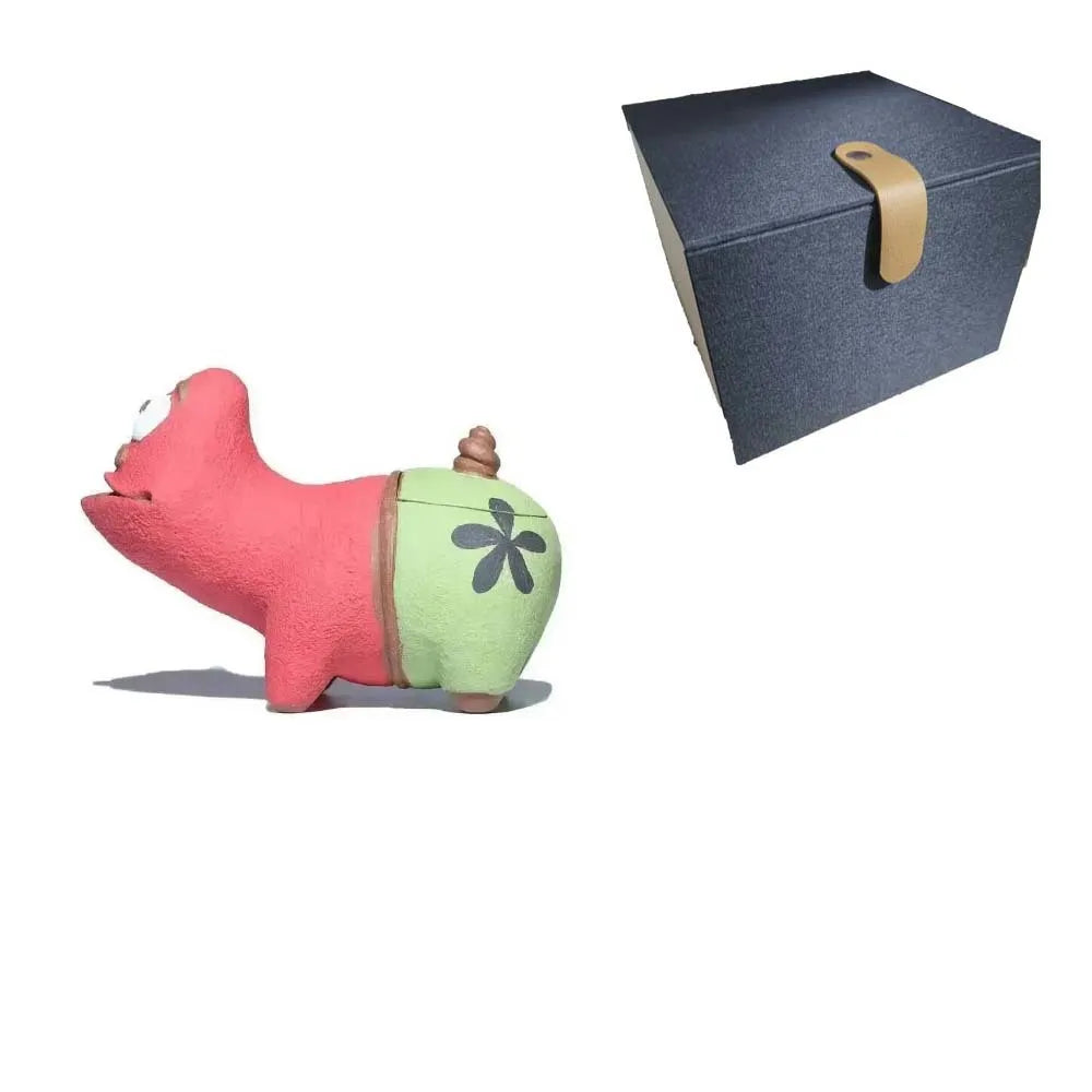 Zisha School Big Star Handheld Teapot Tea Pet Cartoon Creative Handheld Teapot Tea Brewing Pot Tea pet Quick Tea Cup Oasis Select dark Color with box