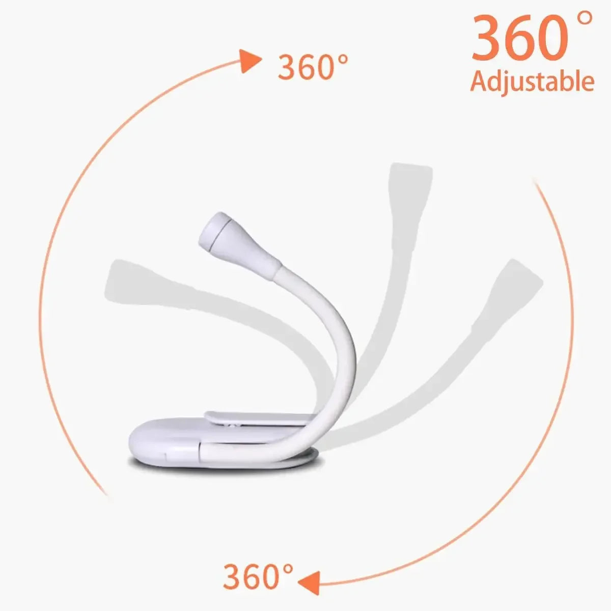 USB Rechargeable Mini Reading Book Lamp LED Dimmable Bedroom Eye Protection 360° Flip Book Lamp Portable Stand Clip Night Light Oasis Select