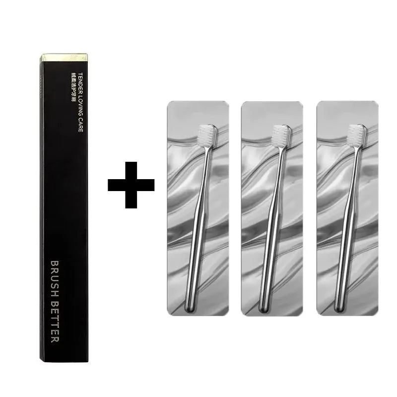 1/2/3/4pcs Advanced Luxury Adult Soft Bristle Manual Toothbrush Sensitive Gum Deep Cleaning Family Oral Care Travel Portable Oasis Select 3pcs Silver white