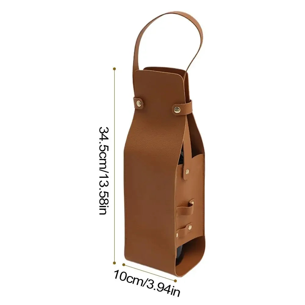 Wine Tote PU Leather Wine Holder Carrying Case Wine Carrier with Handle Liquor Bottle Carrier Carry-On Pouch Travel Wine Bag Oasis Select Brown
