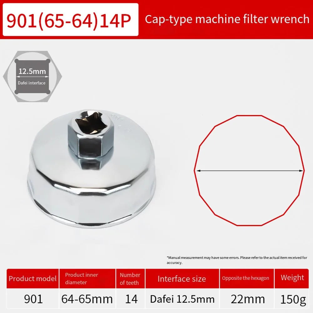 64mm-89mm End Cap Machine Filter Removal Tool 1/2inch Square Drive Oil Filter Remove Tool Machine Filter Hand Tool Oasis Select 65-64mm 14P