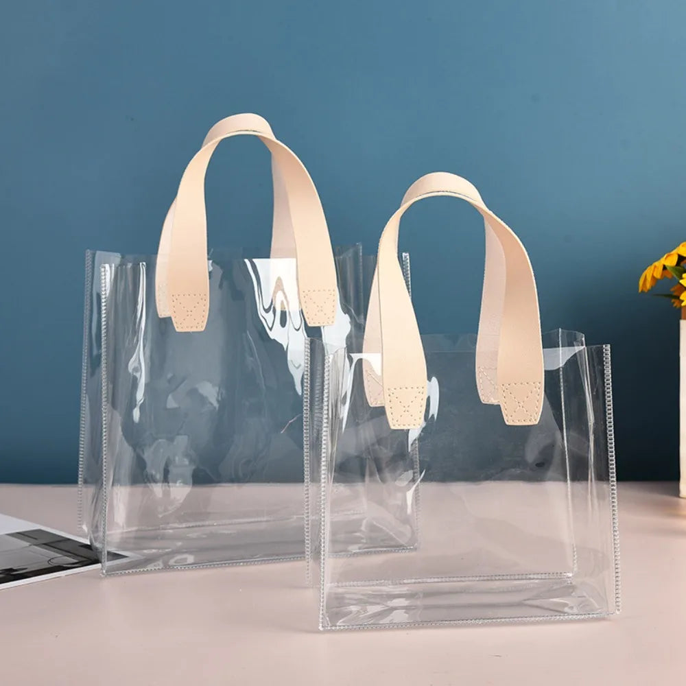 Large Capacity PVC Clear Tote Bag Transparent Handle Transparent Shopping Bags Waterproof Storage Bag Oasis Select