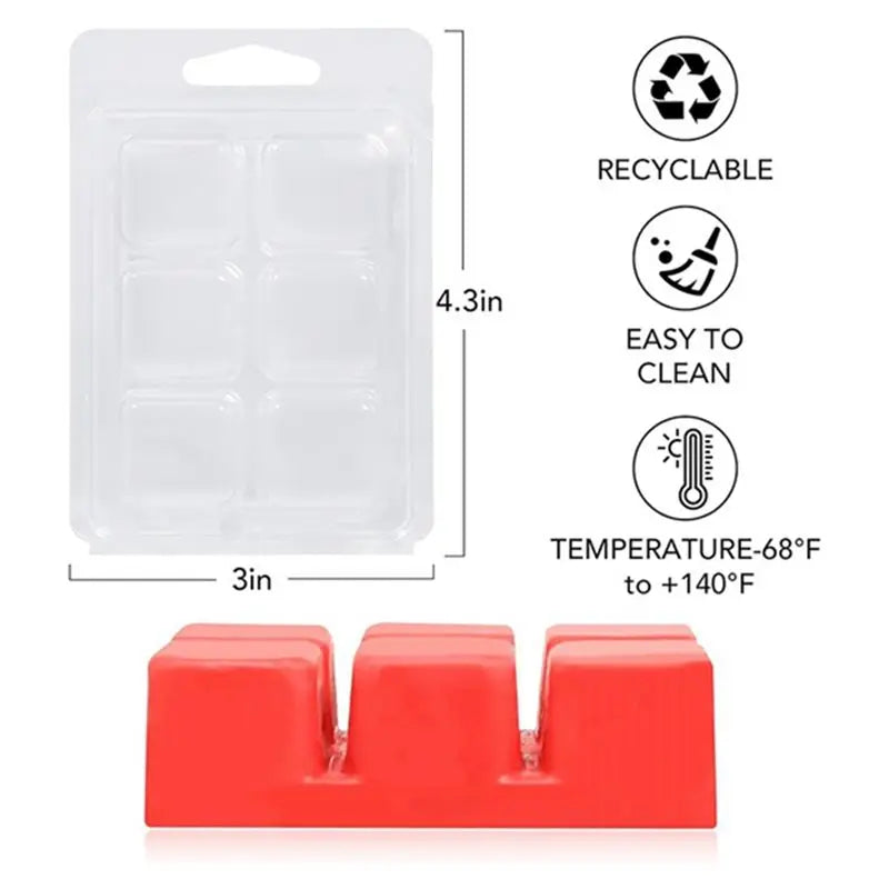 LIKE WISH 30Pcs Wax Melt Container Clamshell Packaging Mold Box 6 Cavity Clear Plastic Cube Tray Wax Melt Clamshells Molds Squar Oasis Select