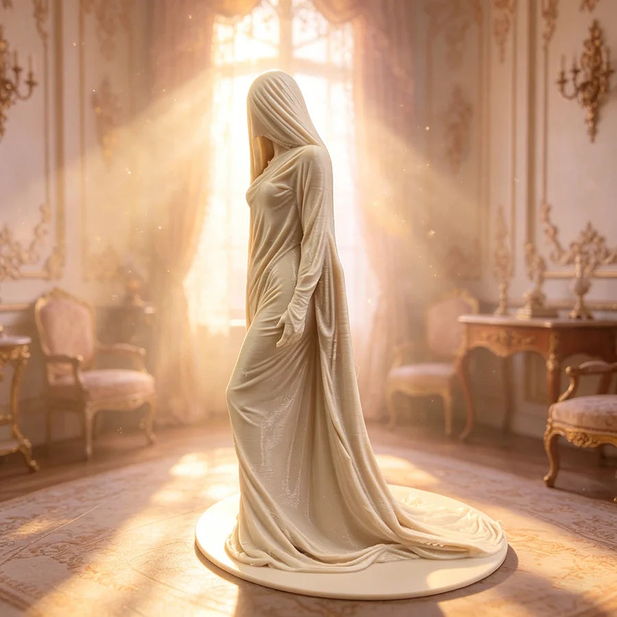 3D Printed Veiled Lady Sculpture Gothic Abstract Goddess Figurine Dark Academia Witch Decor Bedroom Living Room Home Decoration Oasis Select