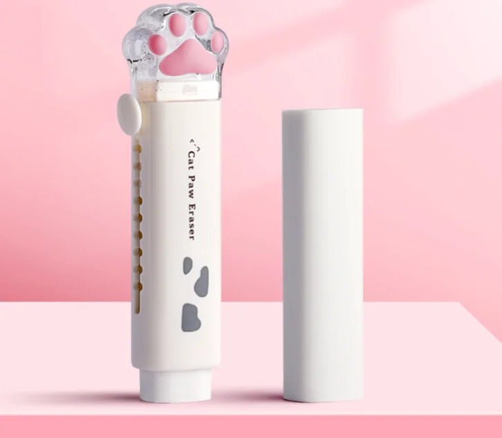 Eraser with retractable push-pull design, creative cartoon cat claw shape, student-specific stationery, portable eraser Oasis Select WHITE