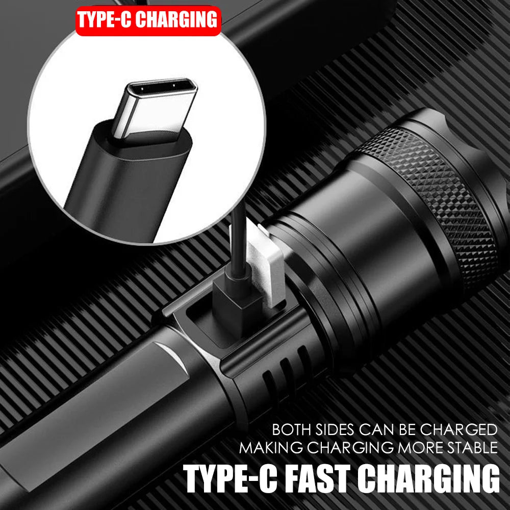 KDULIT USB Rechargeable LED Flashlight | Zoomable Camping Torch