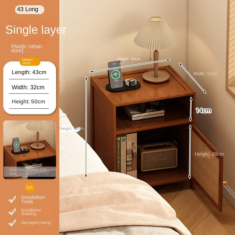 Bedside table storage rack, small household bedroom bedside cabinet alternative, 2024 new model, simple and modern for rental ro Oasis Select ASingle layer 43cm