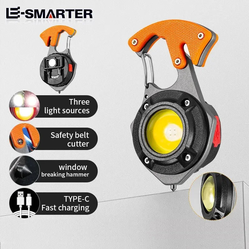 Multifunctional Portable Highlighting Light Type-c Fast Charging Large Capacity Battery Life Keychain Lamp COB Flashlight Oasis Select