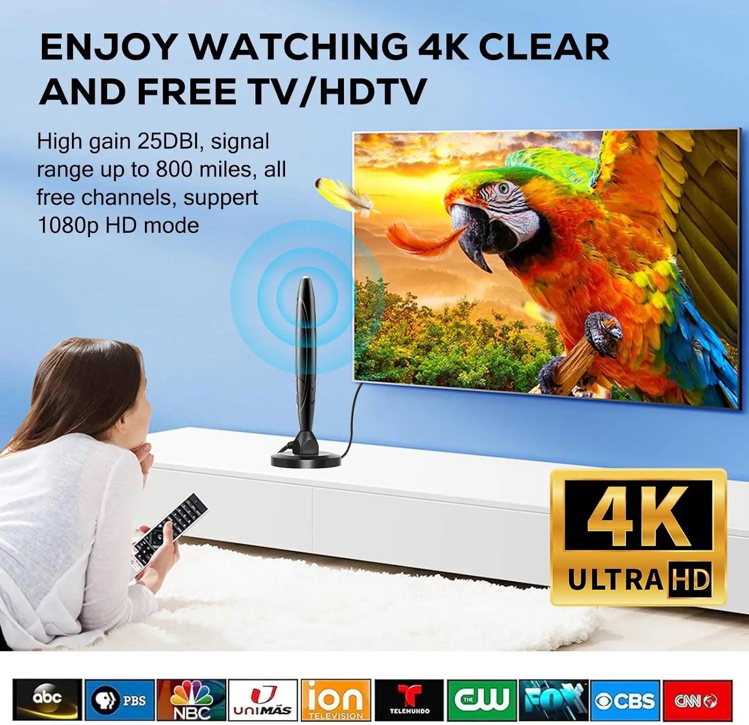 Dual-Amplification Magnetic USB Digital TV Antenna for DVB-T Terrestrial European And American Cross-Border Reception Oasis Select