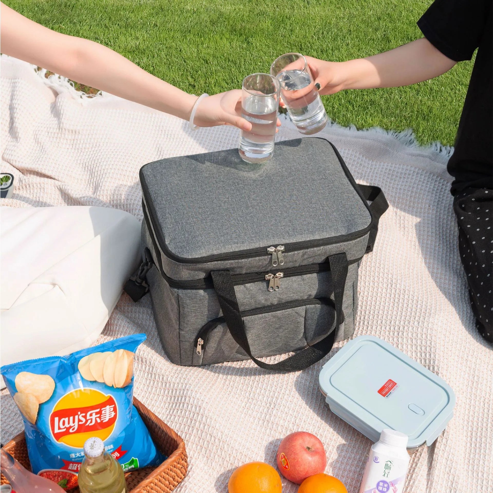 Double-Layer Insulated Lunch Bag – Waterproof Thermal Tote with Adjustable Strap