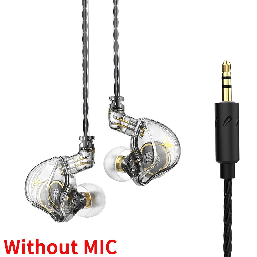 QKZ ZXT In Ear Wired Earphones Dynamic DJ Monitor IEM Earbuds HIFI Music Sport Headphone Noise Cancelling Bass Headset With Mic Oasis Select White No Mic