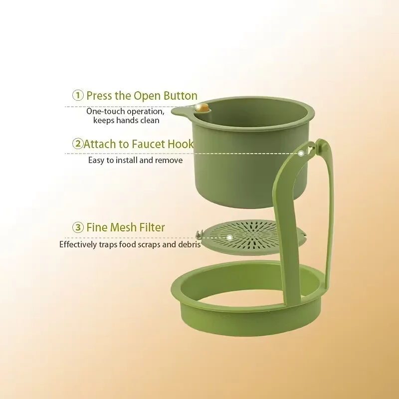 Press-Type Drain Basket: Food Strainer & Sink Organizer, Multi-Functional for Kitchen & Bathroom Use Oasis Select