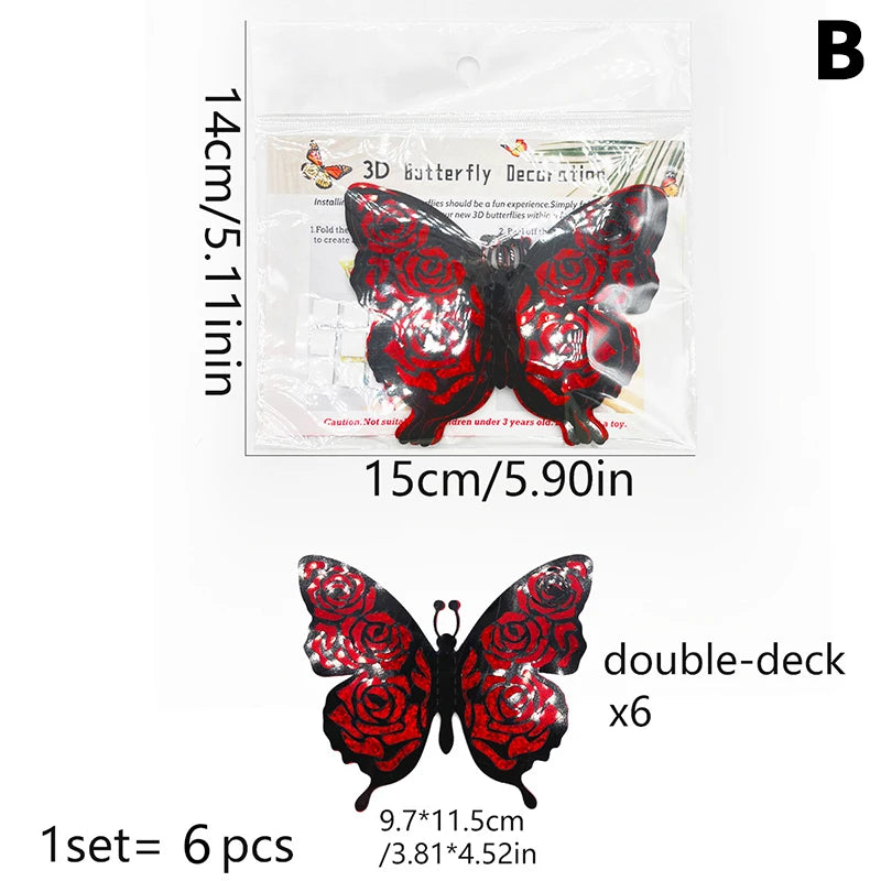 6-Pack 3D Glitter Gold Butterfly Wall Stickers | Peel & Stick