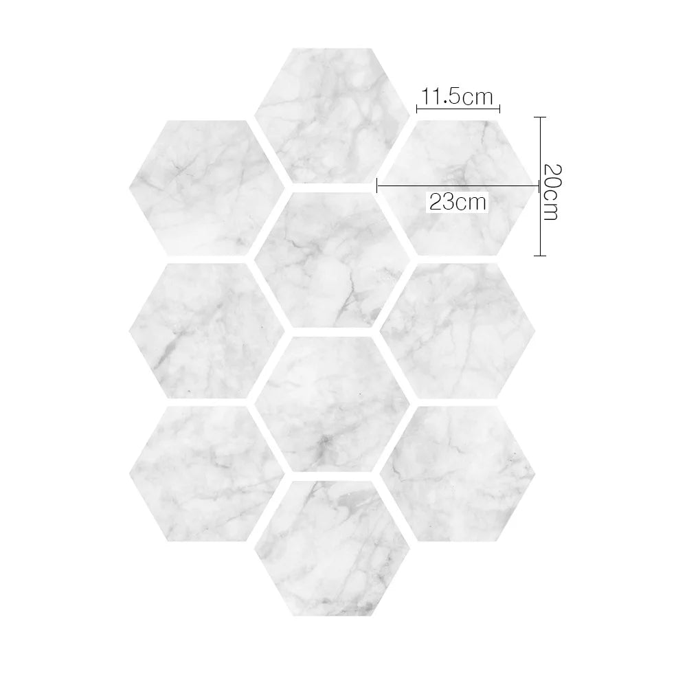Stereoscopic simulation hexagonal self-adhesive ceramic tile decorative anti-skid coating twill film floor tile wall decor Oasis Select DB048 10pcs