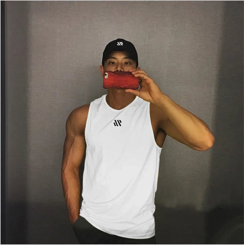 Mannen Bodybuilding Tank Tops Gym Workout Fitness Mouwloos Shirt Running Kleding Stringer Singlet Zomer Toevallige Vest for Men Oasis Select White XXXL