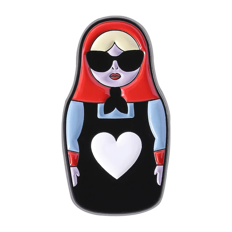 Russian Cultural Costume Collected Enamel Pin Classic Russian Nesting Doll Metal Brooches Lapel Badge Jewelry Gift for Friends Oasis Select Style 1