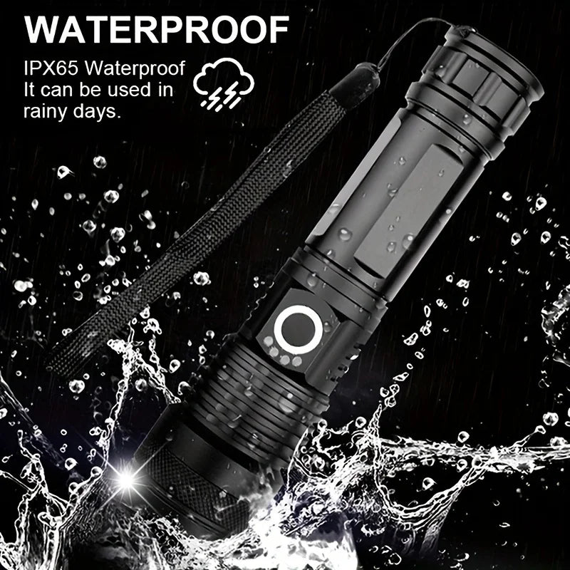 Mikenoon 30W Zoomable LED Flashlight – Rechargeable, 5 Modes