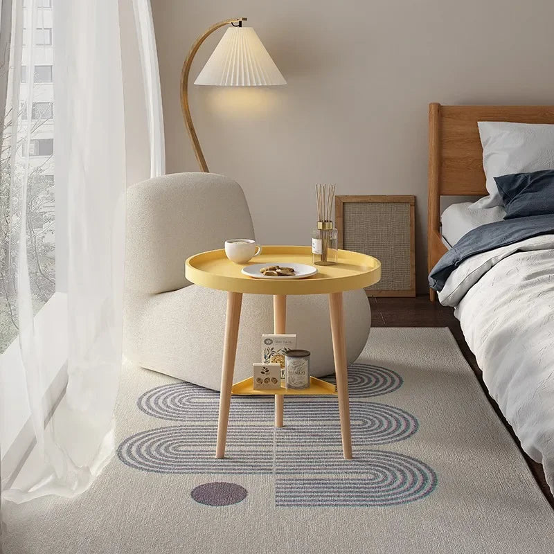Multi-functional Nordic small round table coffee table sofa side balcony bedroom simple round small coffee table Durable Oasis Select 40 yellow C