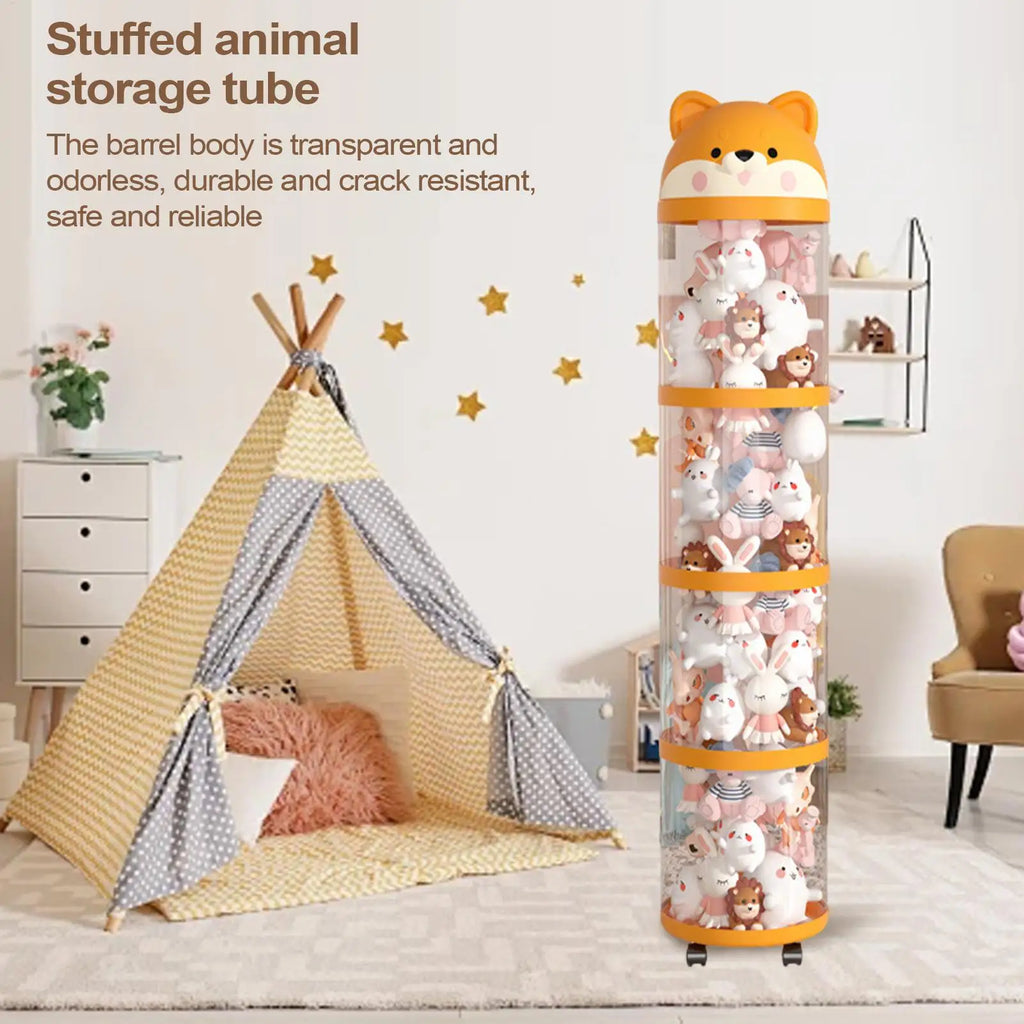 Stuffed Animal Holder Plush Storage Organizer Toy Tube Cute Tube Stuffy Holder Clear Container Large Capacity Home Decor bucket Oasis Select