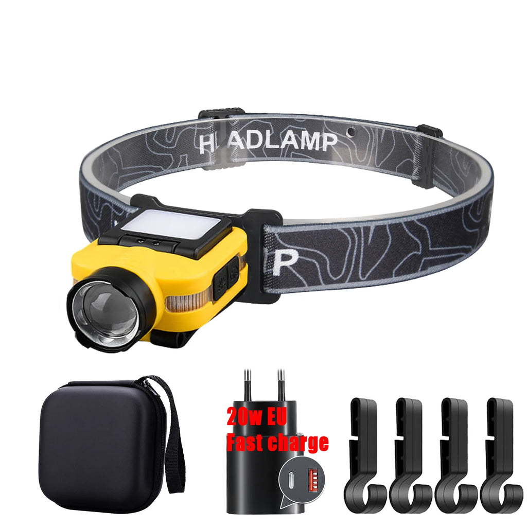 COB LED Rechargeable Headlamp – 5 Modes, 200LM & Pen Clip