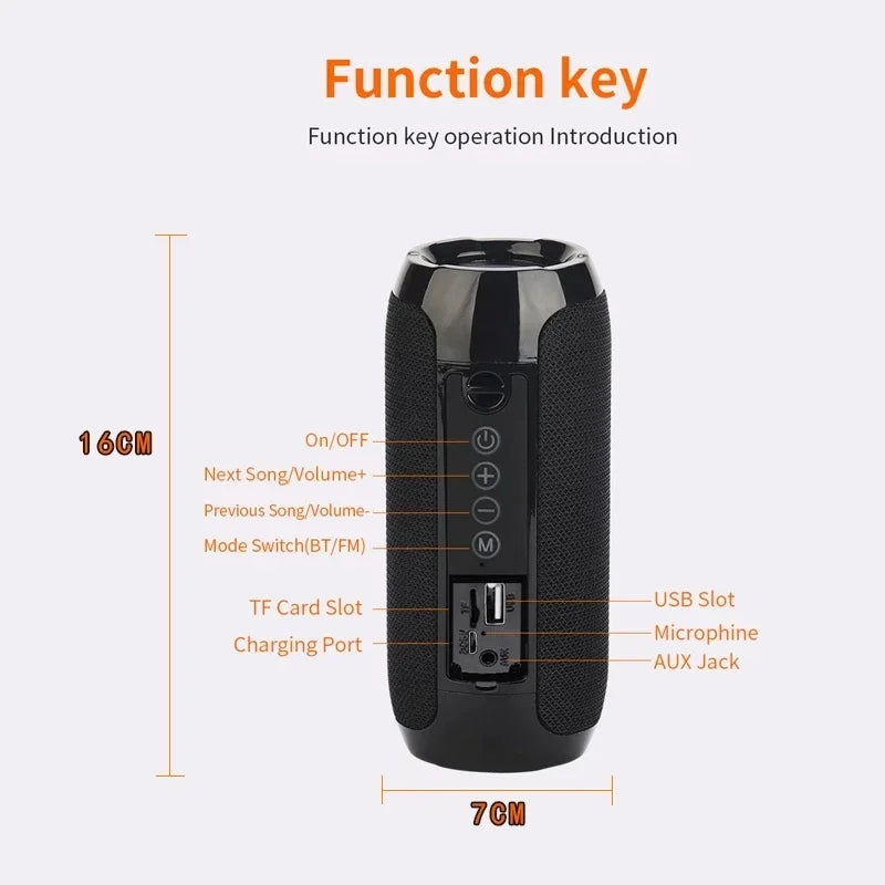 T&G Portable Bluetooth 5.3 Speaker | FM Radio, TWS, IPX5