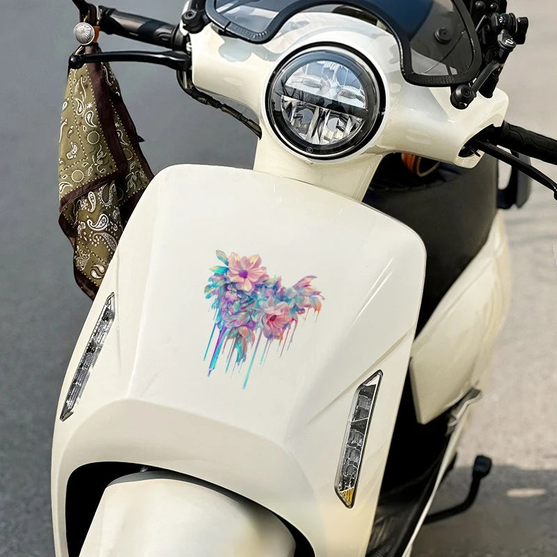 Reflective Vinyl Car Decal Featuring Dopamine Coloured Fluid Paint; Suitable for Bumpers or Side Body Oasis Select
