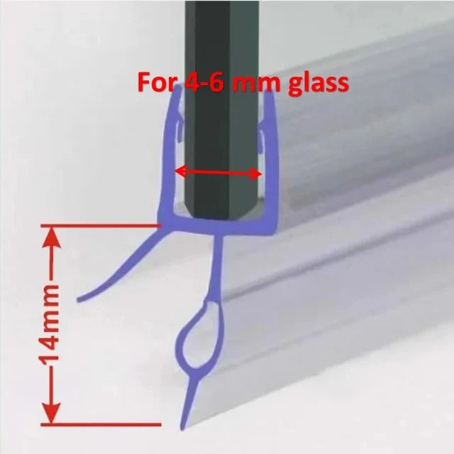 4-6mm Up to 30mm Gap Bath Shower Screen Door Seal Strip Weatherstrip Seal Shower Door Seal Water Deflector Bathroom Accessories Oasis Select 14mm Gap 1pcs 50cm For 4-6mm glass