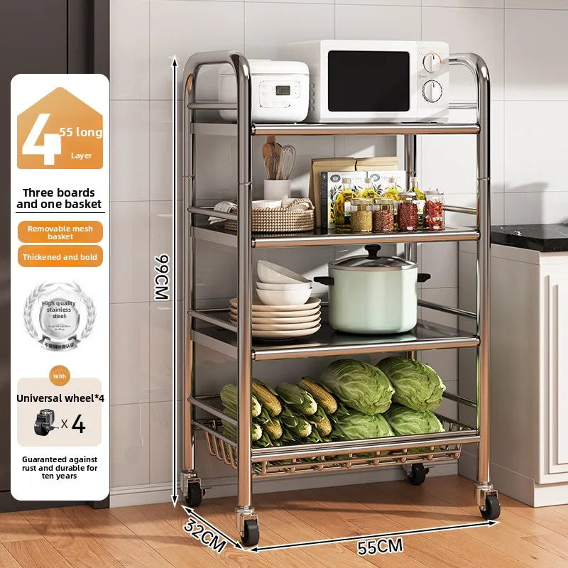 Kitchen vegetable basket rack floor-to-ceiling multi-layer stainless steel shelf new multi-functional kitchen utensils storage Oasis Select 12