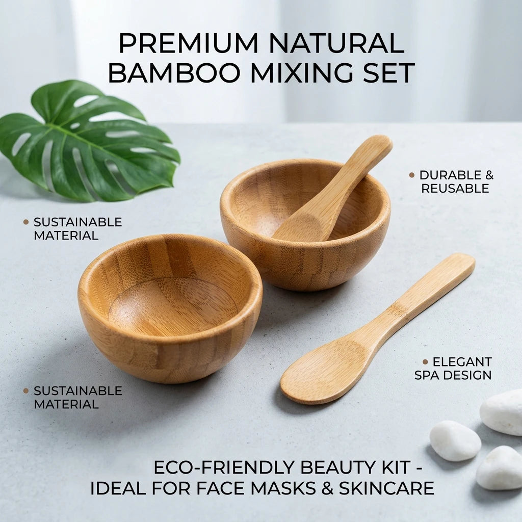 Bamboo Face Mask Kit – 3-Piece Mixing Bowl, Spoon & Spatula
