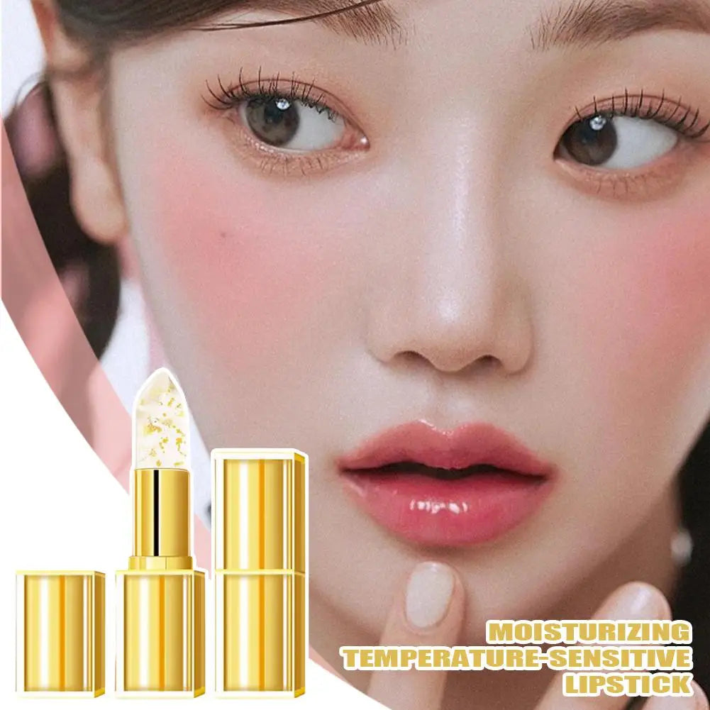Gold Crystal PH Color Changing Lip Balm, Moisturizing High Shine Glossy Lipstick, Waterproof Non Sticky Cup Daily Lip Care Oasis Select