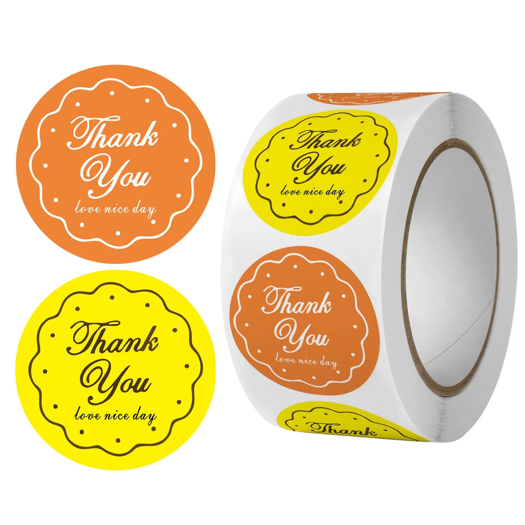 500pcs/roll label stickers, thank you floral stickers, gift decoration seal stickers labels decoration Oasis Select 500pcs 1 roll