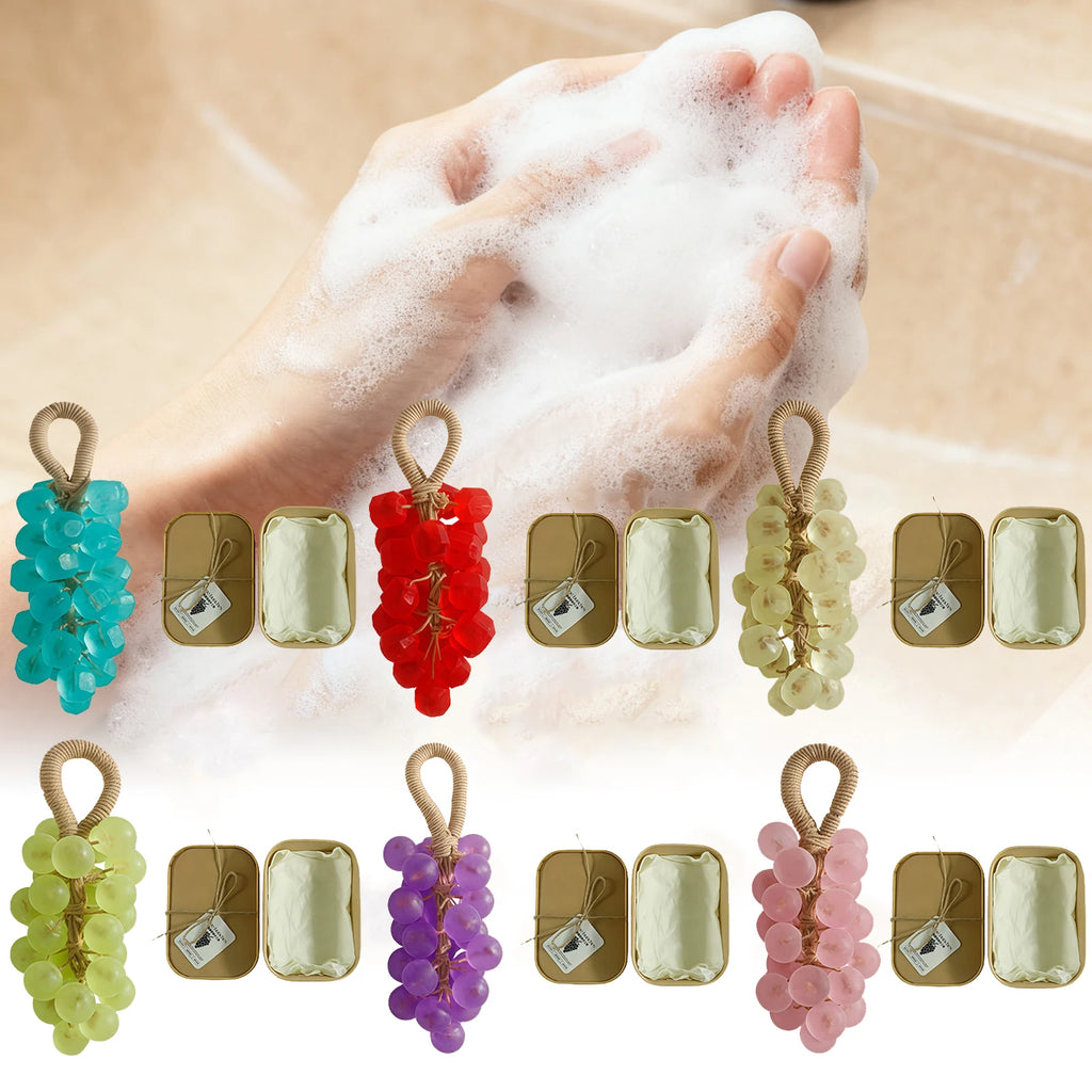 Grape Handmade Soap Facial Body Cleaning Exfoliation Brighten Moisturizing Skin Fruity Fragrance Creative DIY Crystal Grape Soap Oasis Select