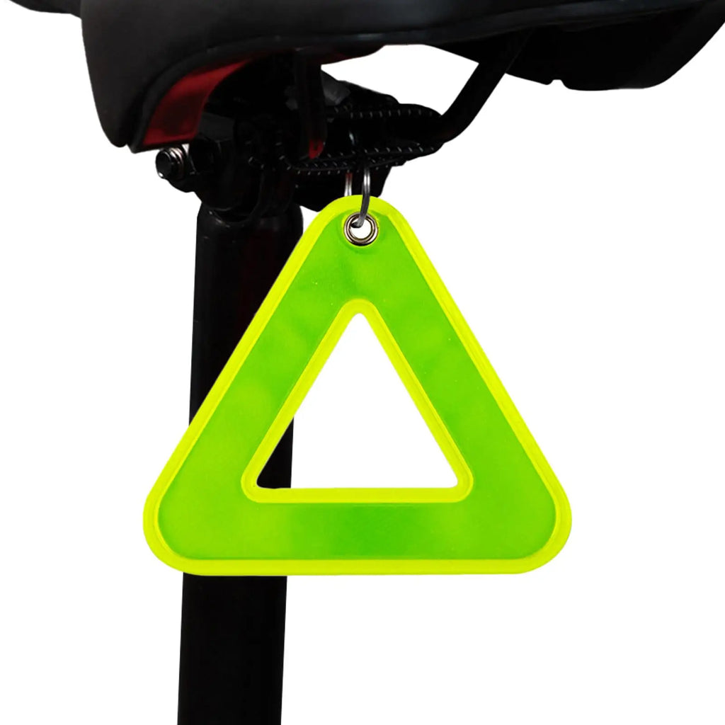 1PC Reflective Signs Triangle Signs Safety Warning For Bicycle Hanging Tag W Elastic Cord Bike Night Visible Riding Safety Oasis Select