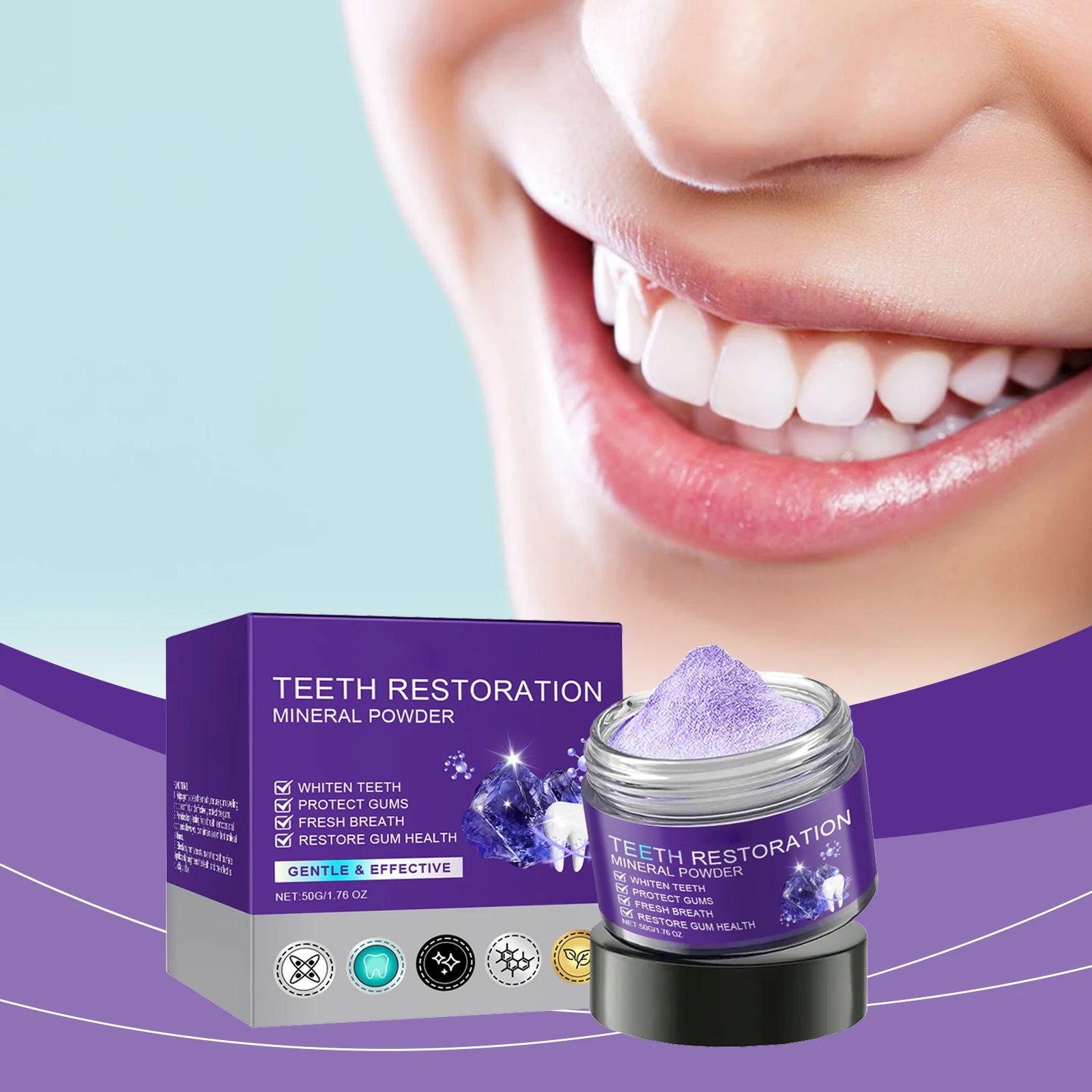 Purple Mineral Tooth Powder – Whitening & Stain Removal 50g
