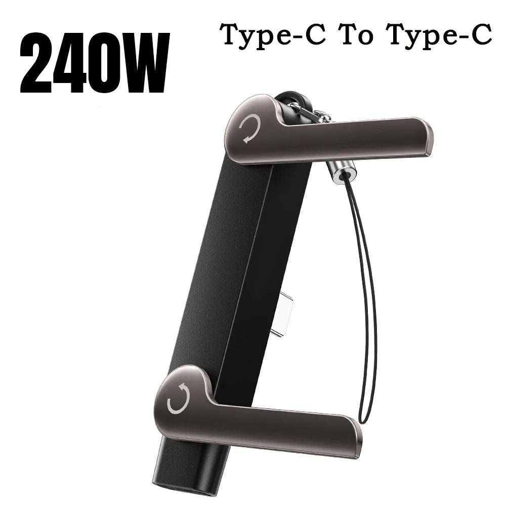 Lightweight 2 In 1 Type C To Type C OTG Adapters Folding Adapter 240W Fast Charging Converter Phone Charge Bracket For iPhone Oasis Select C T C