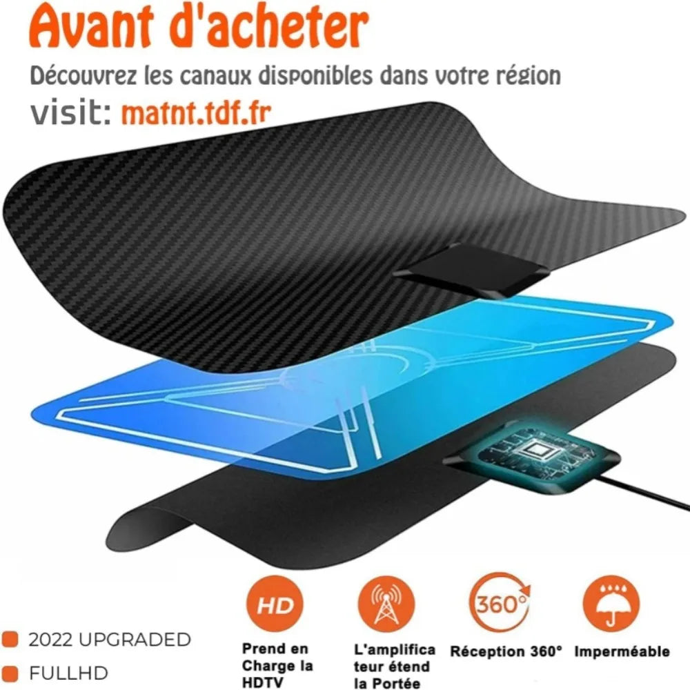 2025 Newest TV Antenna Indoor HD Digital 4K 1080p Smart TV 360 Signal Booster Amplifier Carbon Fiber UHF VHF Oasis Select