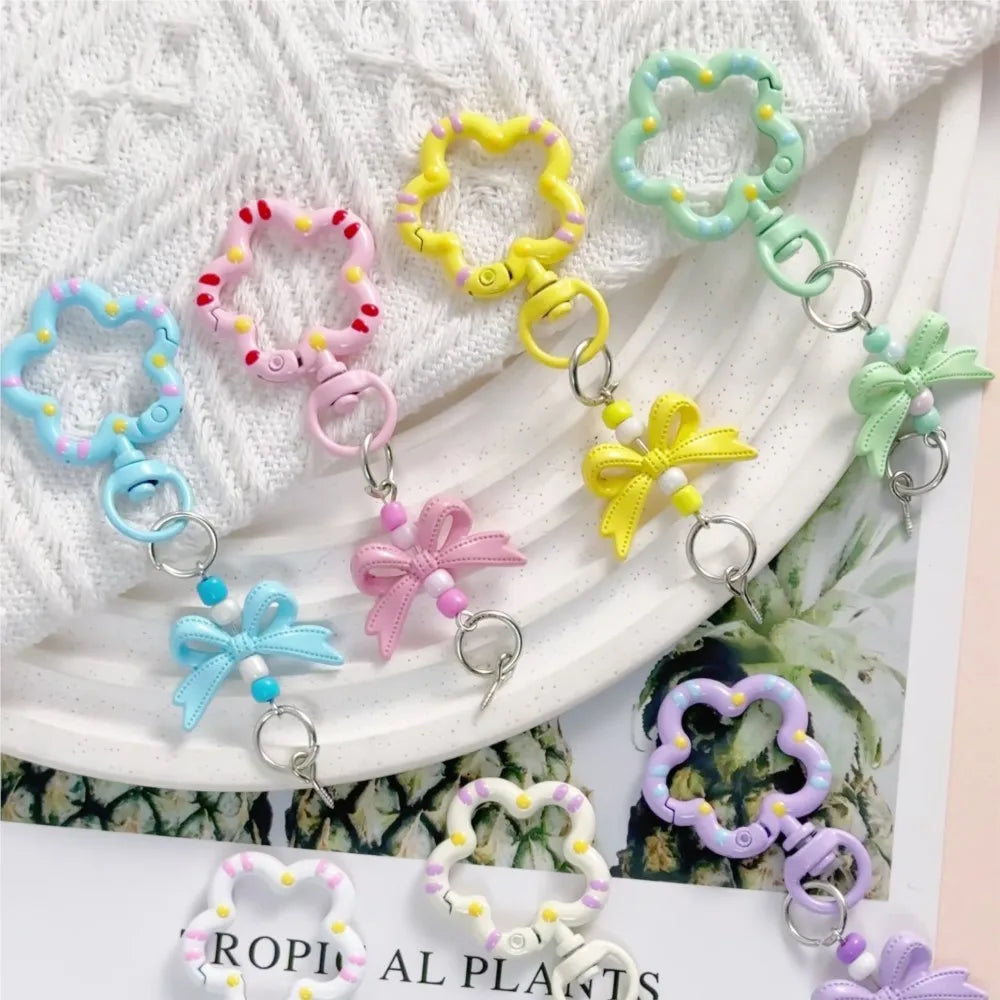 5pcs Candy Color Metal Metal Lanyard Snap Hook Lobster Clasp Bow Charms with Screw Eye Pins for DIY Keychain Crafts Jewelry Make Oasis Select